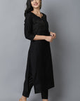 Black Textured Silk Sonapani Kurta & Pants Set