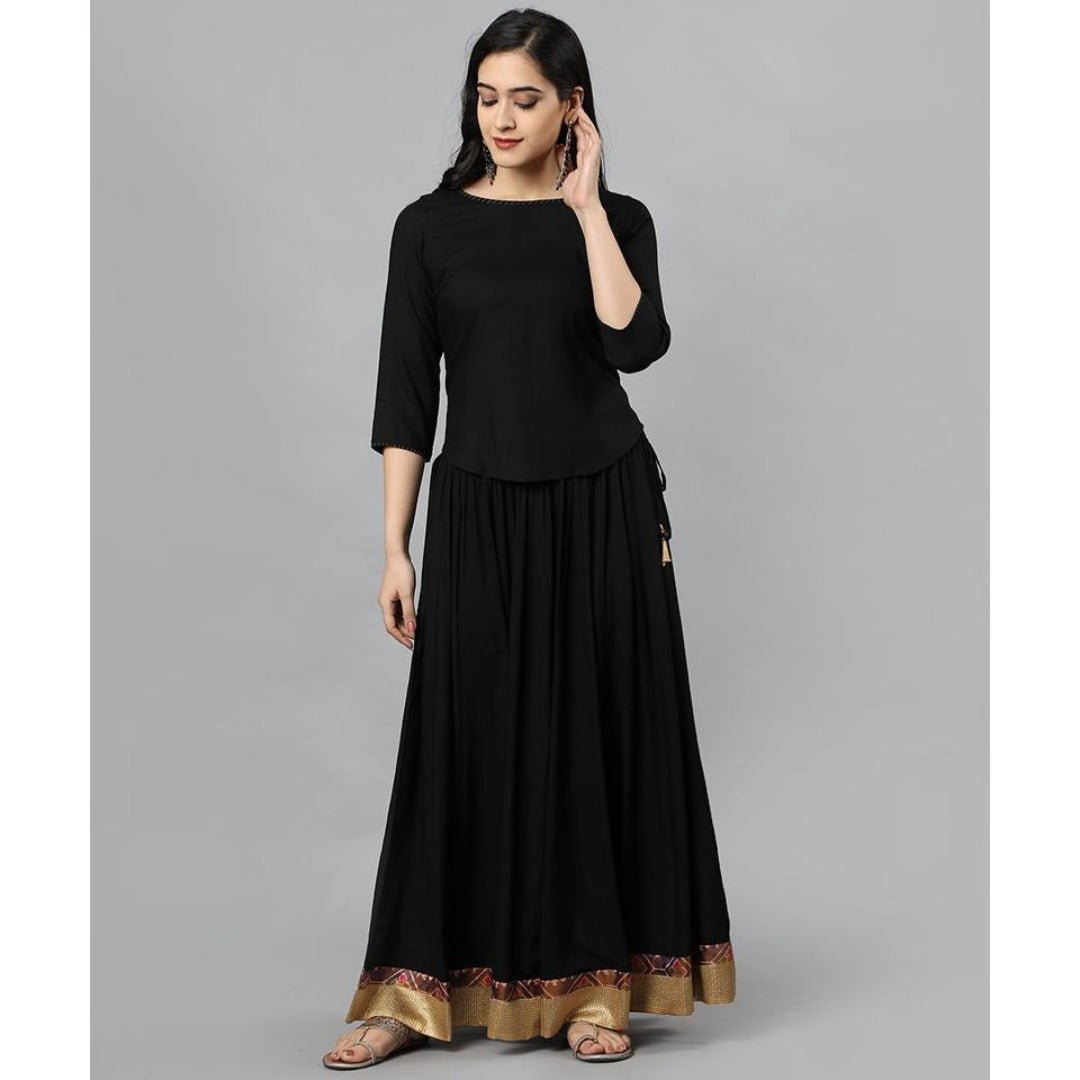 Black Twenty-four Kali Rayon Skirt