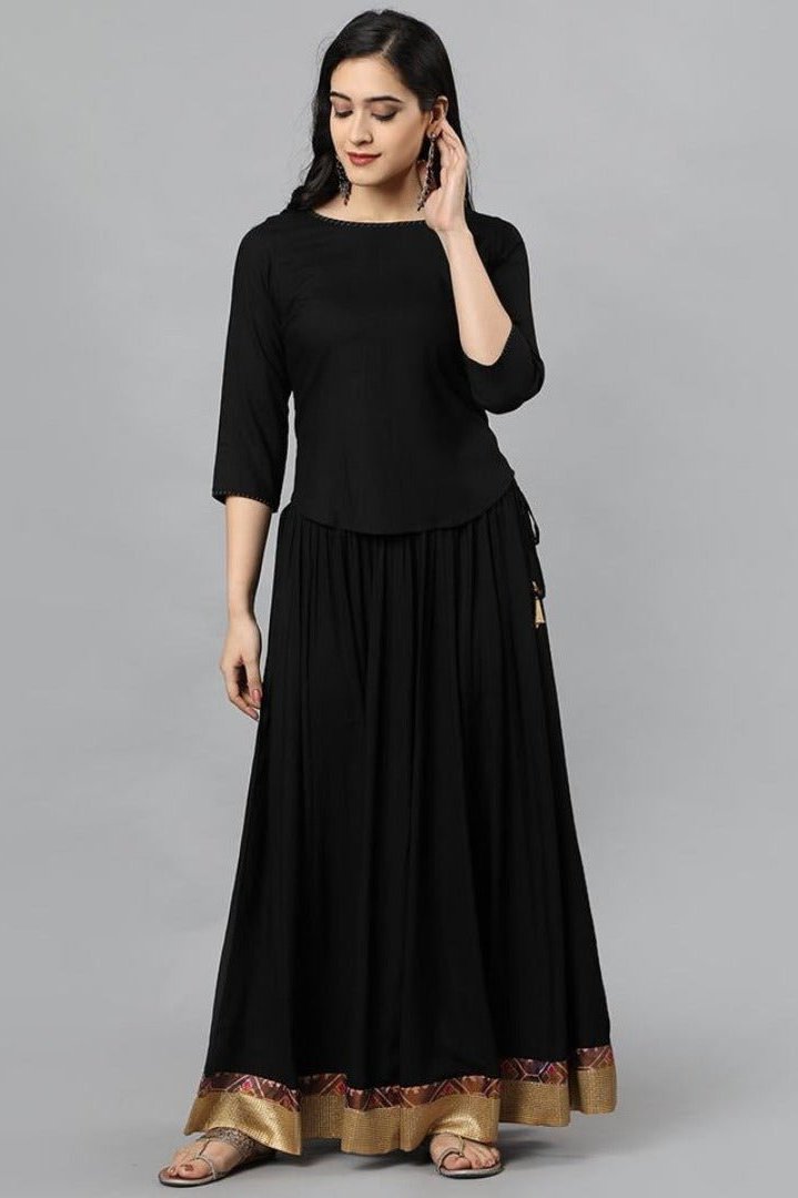 Girls Black Rayon Skirt