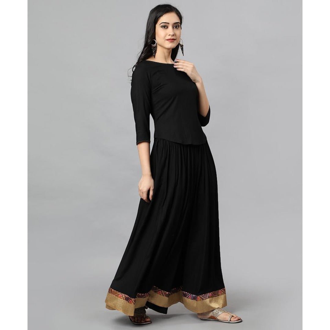 Black Twenty Four Kali Rayon Skirt