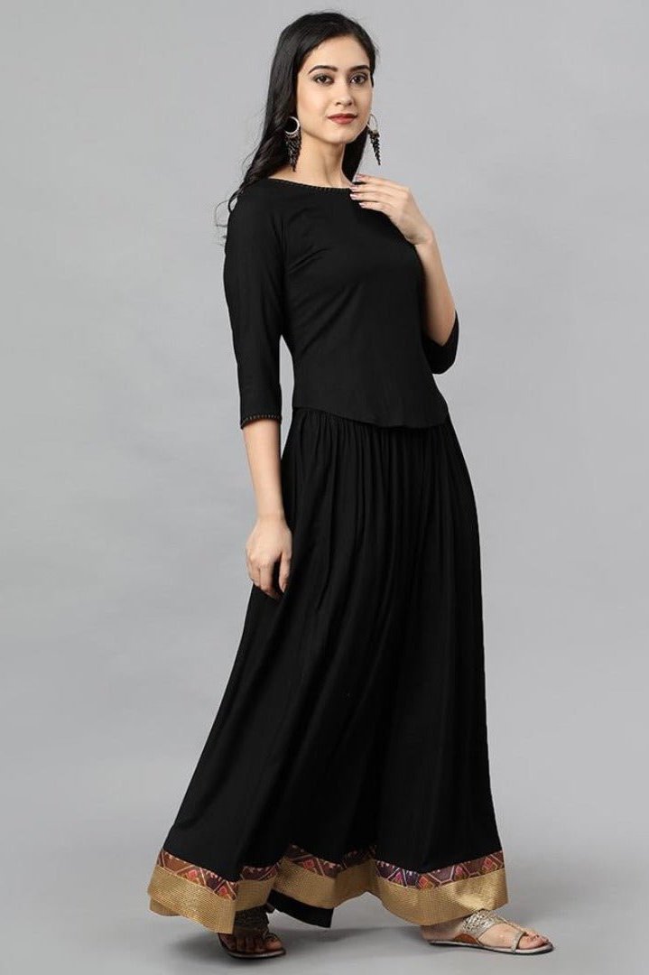 Black Twenty Four Kali Rayon Skirt