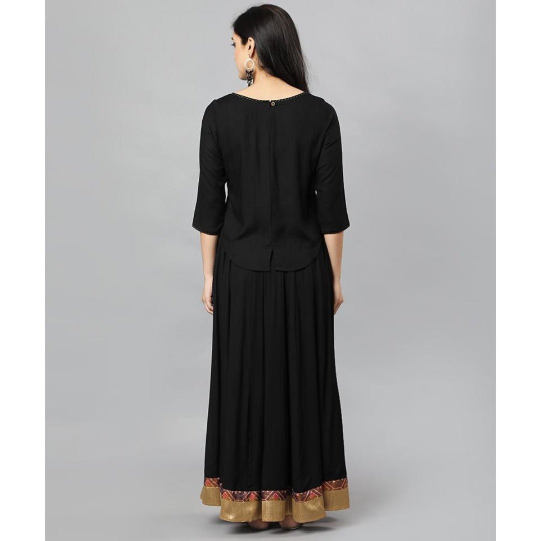 Women Black Rayon Skirt