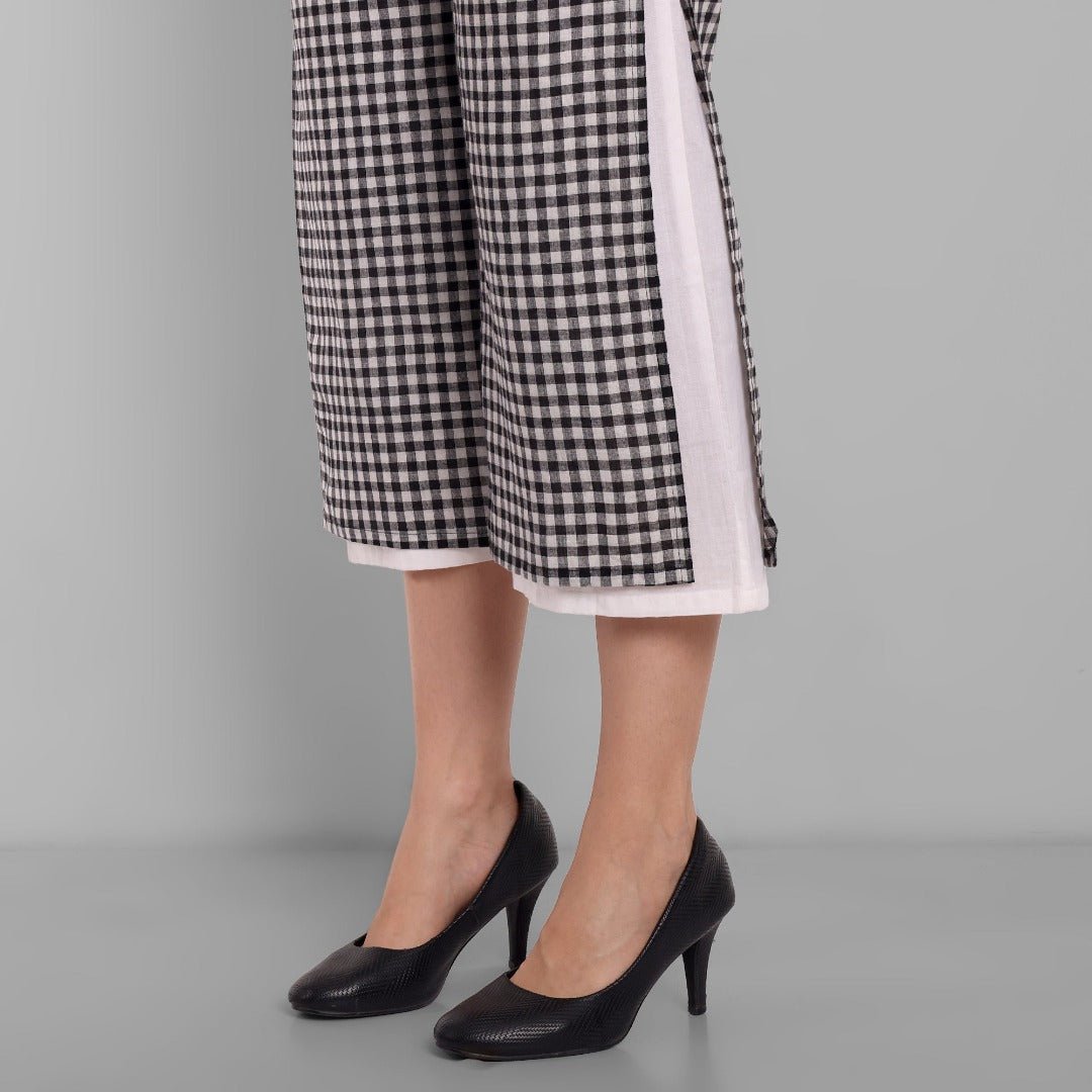 Black & White Checked Ankle Length Pants