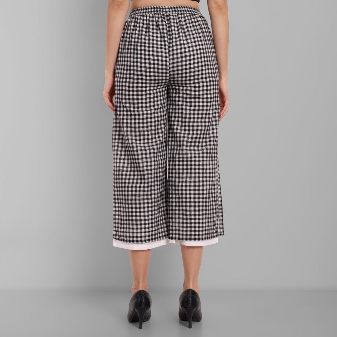 Black & White Checked Ankle Length Pants