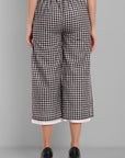 Women's Black and White Checkered Stretch Ankle Pants