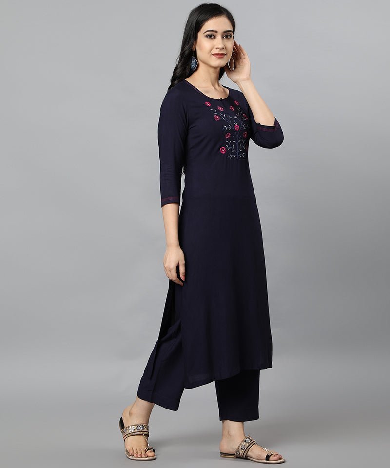 Blue Angoori Embroidered Kurta Pants Set