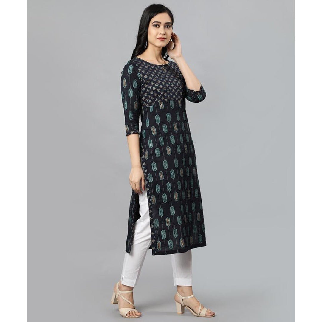 Blue Buta Cotton Long Kurta