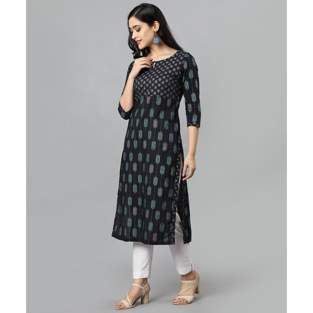 Blue Buta Cotton Long Kurta