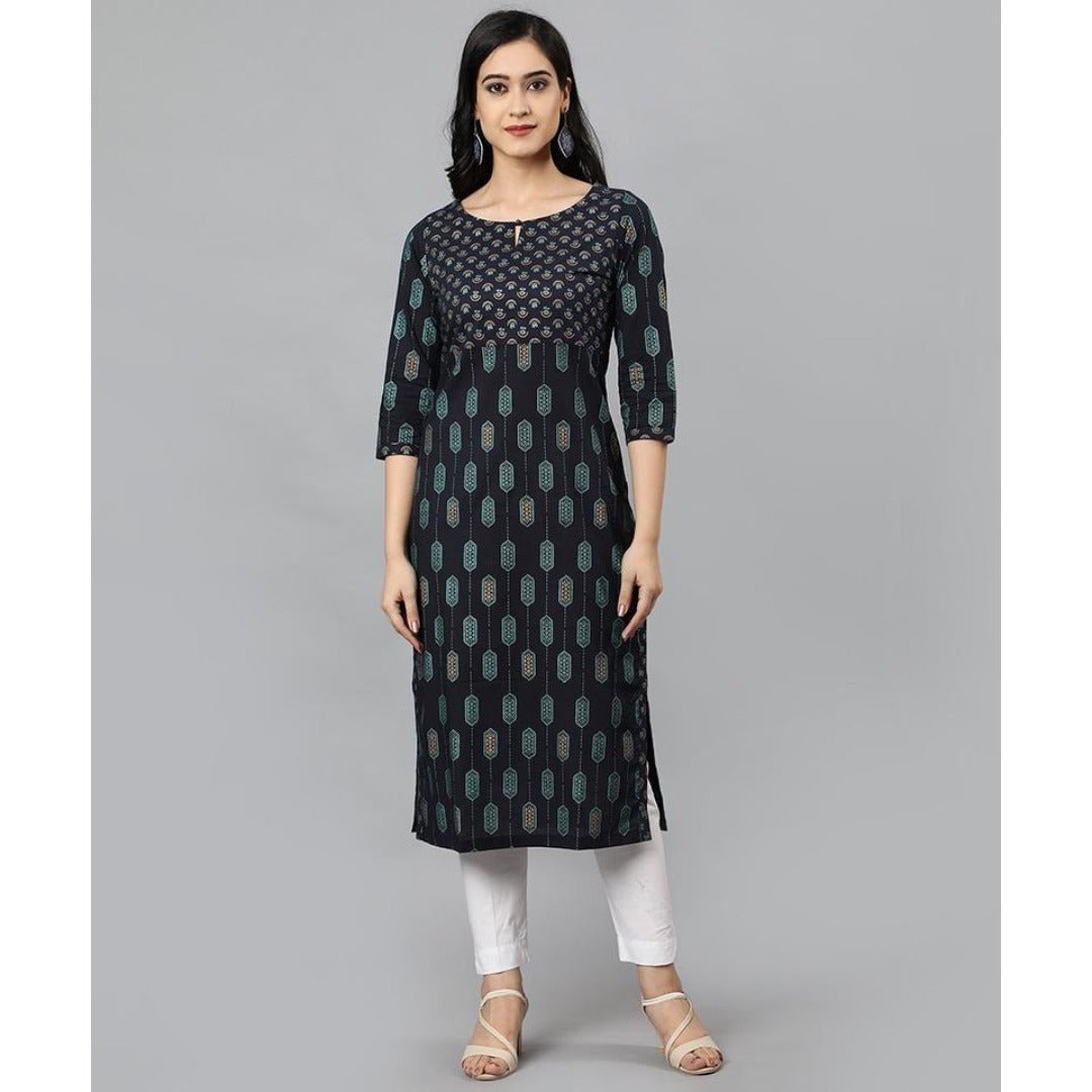 Blue Buta Cotton Long Kurta