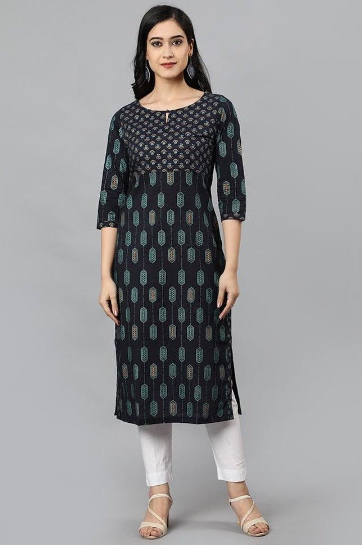 Blue Buta Cotton Long Kurta