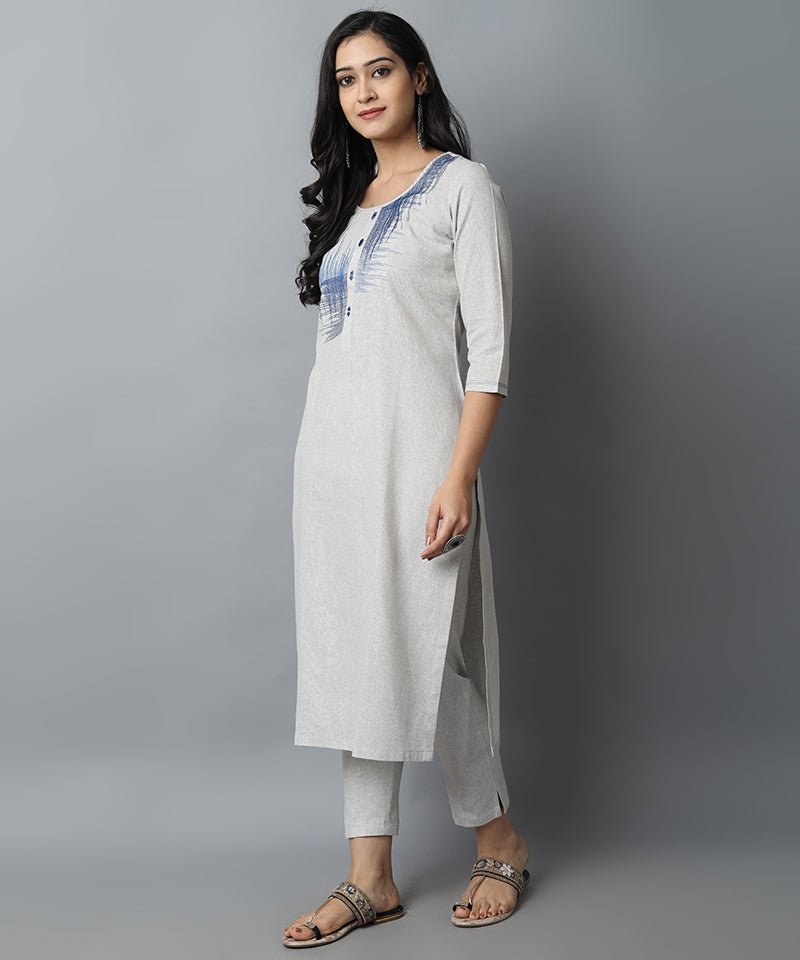 Blue Gray Modern Art Kurta Pants Set