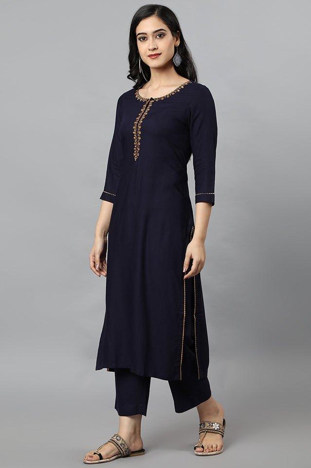 Blue Jehlum Kurta Pants Set