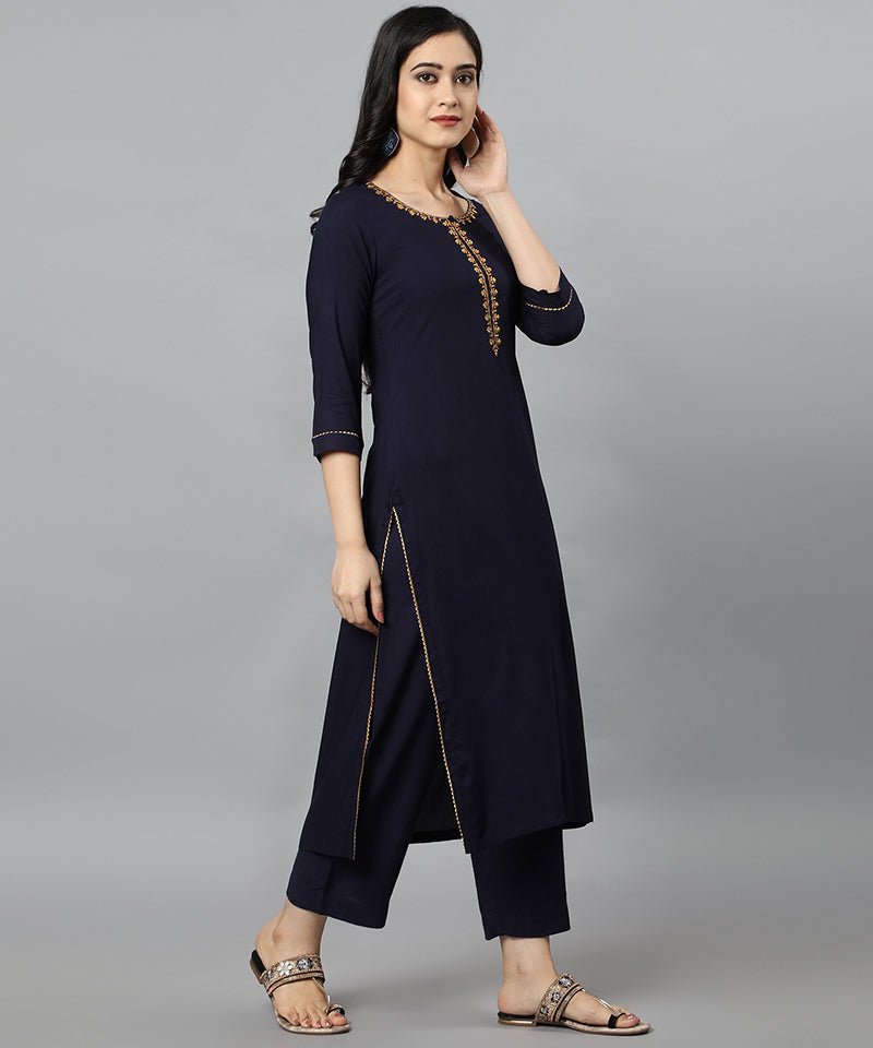 Blue Jehlum Kurta Pants Set