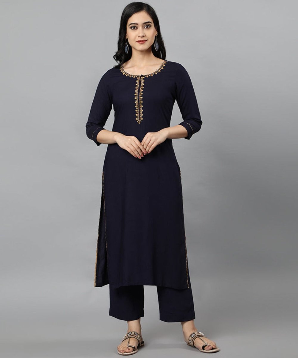 Blue Jehlum Kurta Pants Set