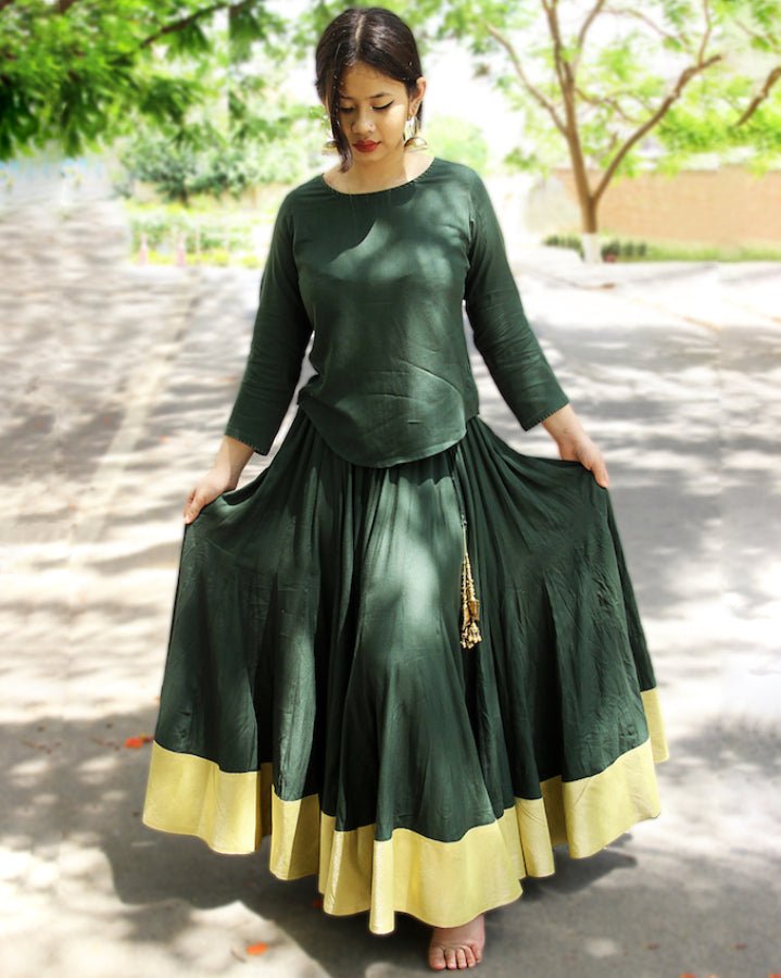 Bottle Green Kalidar Skirt