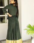 Bottle Green Kalidar Lehenga with Crop Top