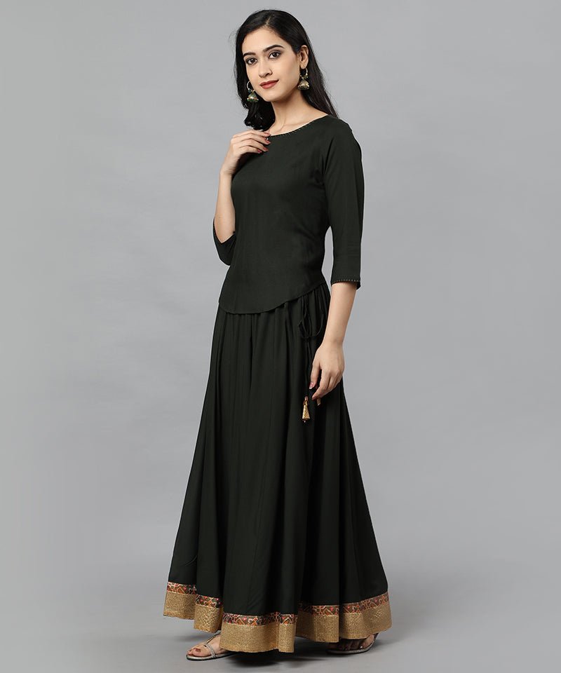 Bottle Green Twenty-four Kali Rayon Skirt