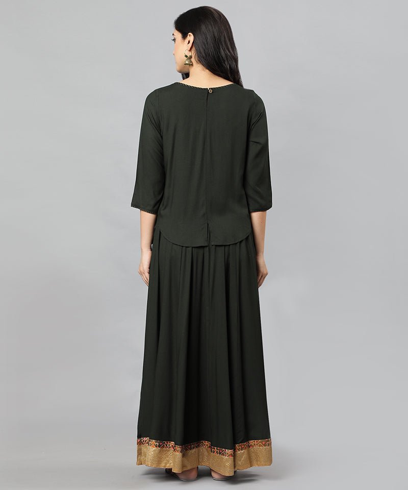 Bottle Green Twenty-four Kali Rayon Skirt