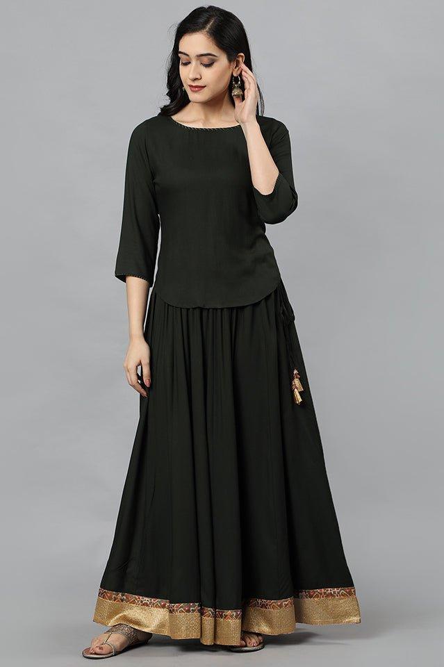 Bottle Green Twenty-four Kali Rayon Skirt