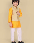 Boys Yellow Kurta with Cotton silk Jacket