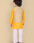 Boys Yellow Kurta with Cotton silk Jacket