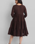 Brown Mul Cotton Graduated Short Dress