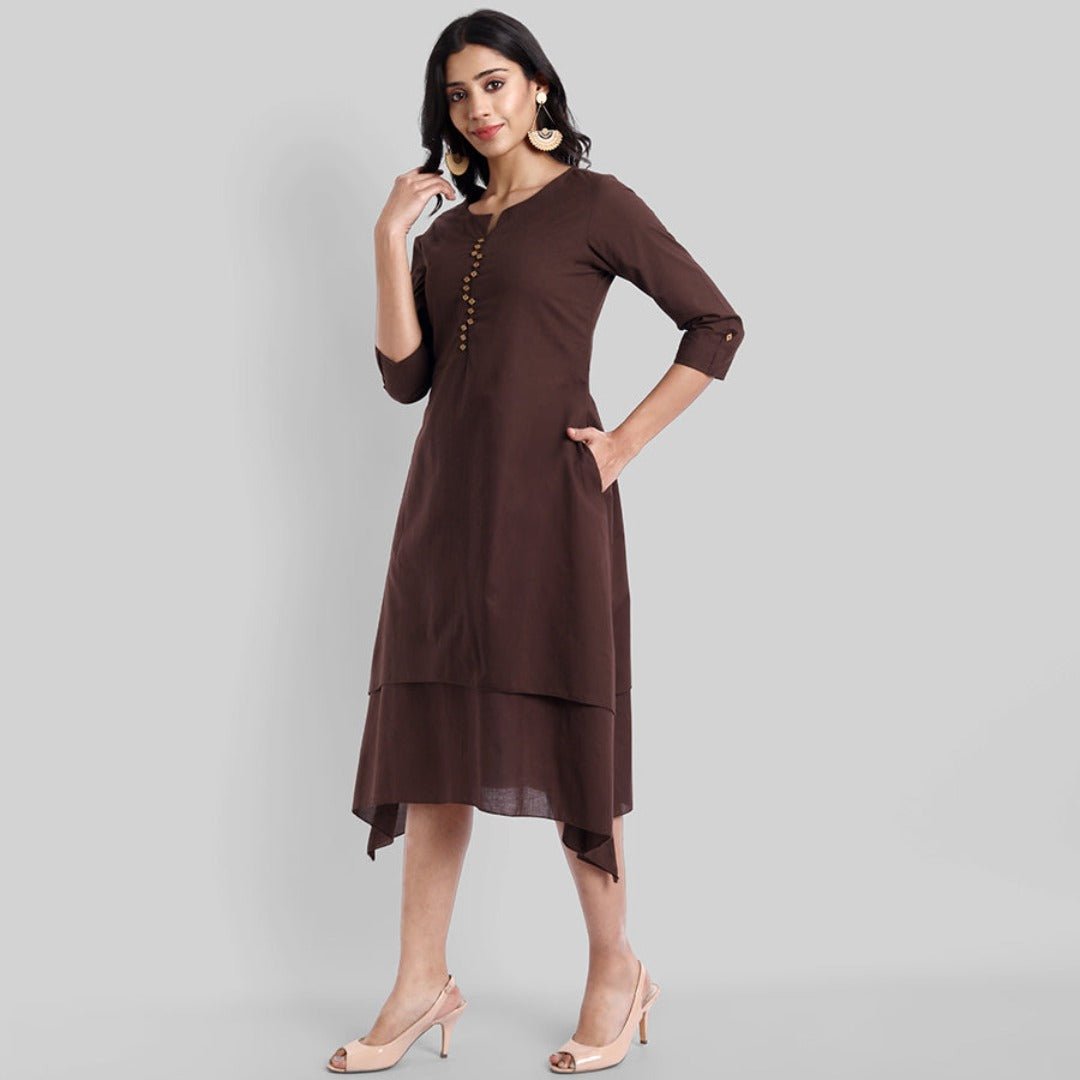 Brown Mul Cotton Hunter Dress