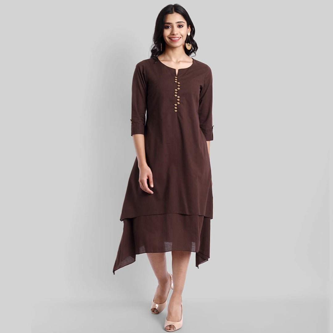 Brown Mul Cotton Hunter Dress