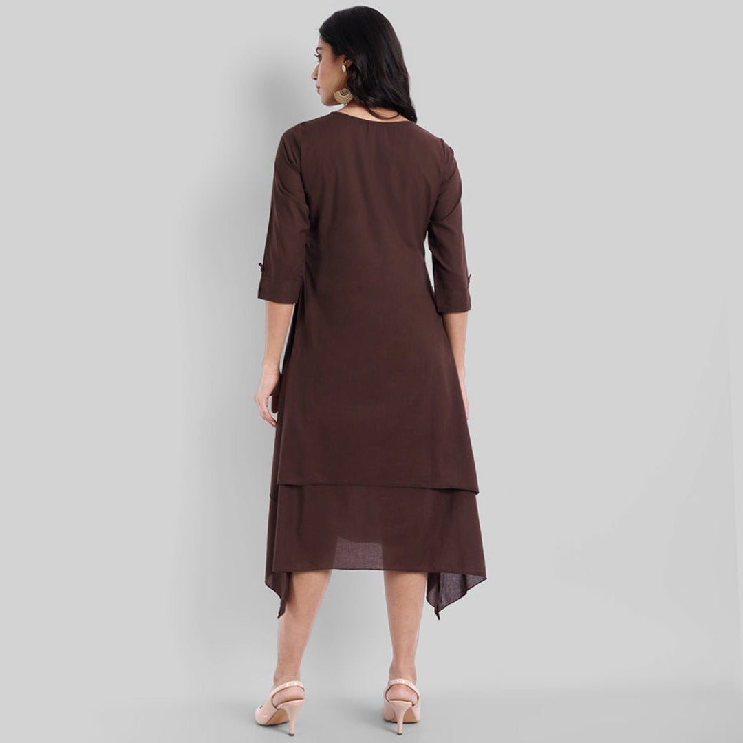 Brown Mul Cotton Hunter Dress