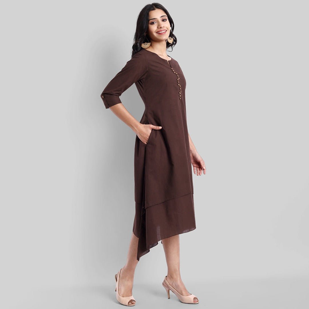 Brown Mul Cotton Hunter Dress