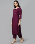 Burgundy Angoori Embroidered Kurta Pants Set