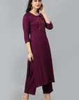 Burgundy Angoori Embroidered Kurta Pants Set