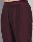 Burgundy Straight Cotton Silk Pant with Pockets