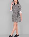 Checked Cotton Button Front Dress