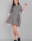 Checked Cotton Button Front Dress