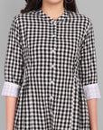 Checked Cotton Button Front Dress