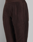 Choclate Brown Straight Cotton Silk Pant with Pockets