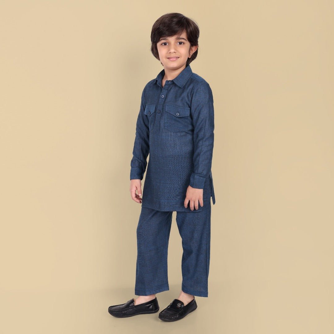 Cotton Linen Pathani Style Blue