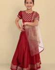 Deep Red Cotton Silk Lehnga Choli with Dupatta