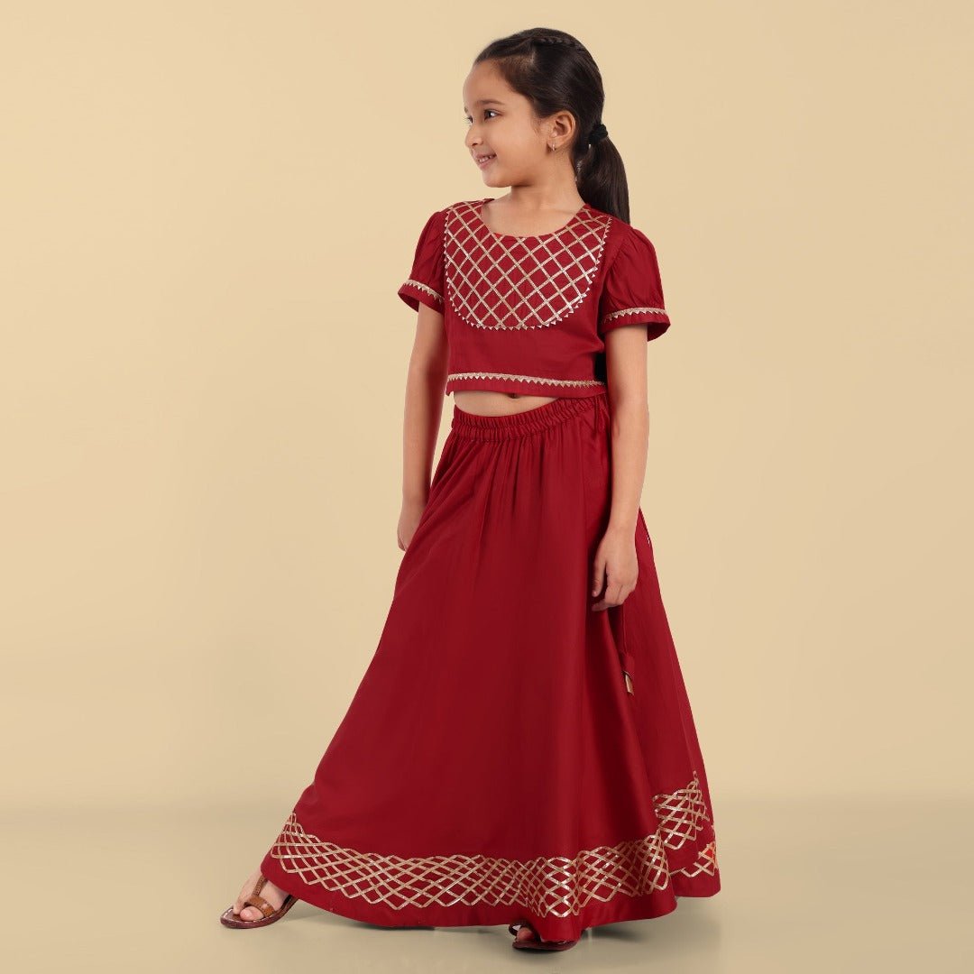 Red Cotton Silk Lehnga Choli with Dupatta