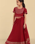 Red Cotton Silk Lehnga Choli with Dupatta