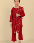 Red Kurta Set For Girls