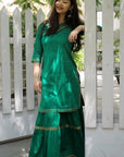 Green Maharani Kurti Gharara Set