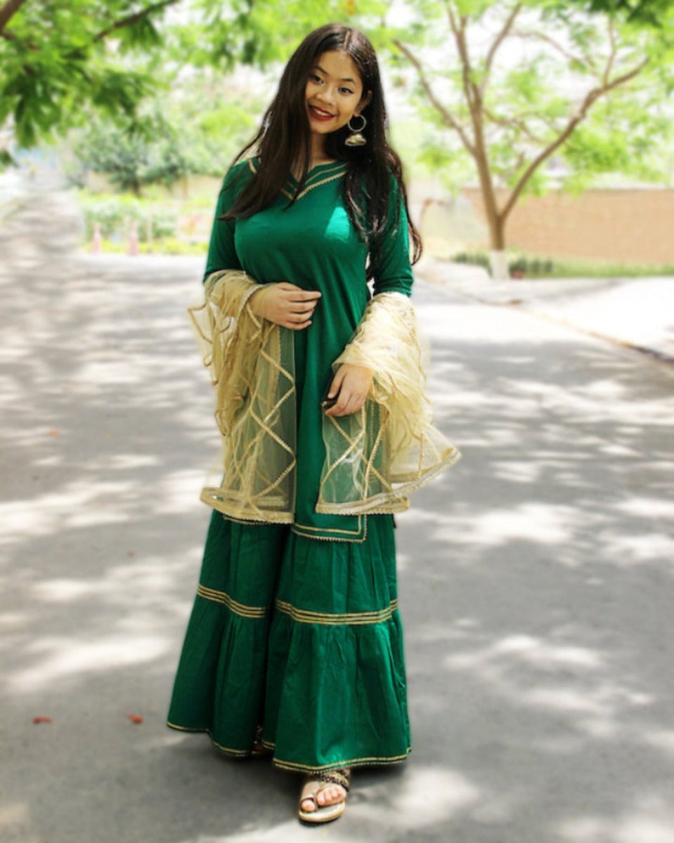 Green Cotton Kurta Set