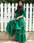 Emerald Green Maharani Kurti Gharara Set