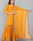 Genda Phool Yellow Gharara Kurta and Dupatta Set