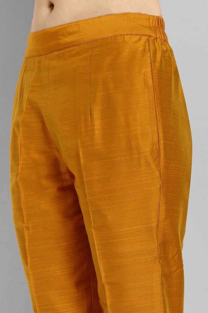 Goldenrod Yellow Cotton Straight Pant Suit