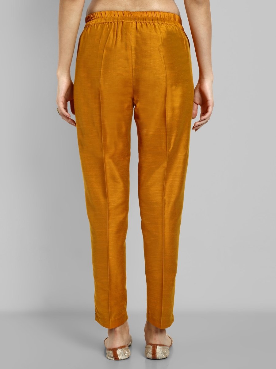 Mustard Cotton Silk Straight Pant