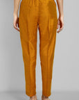 Mustard Cotton Silk Straight Pant