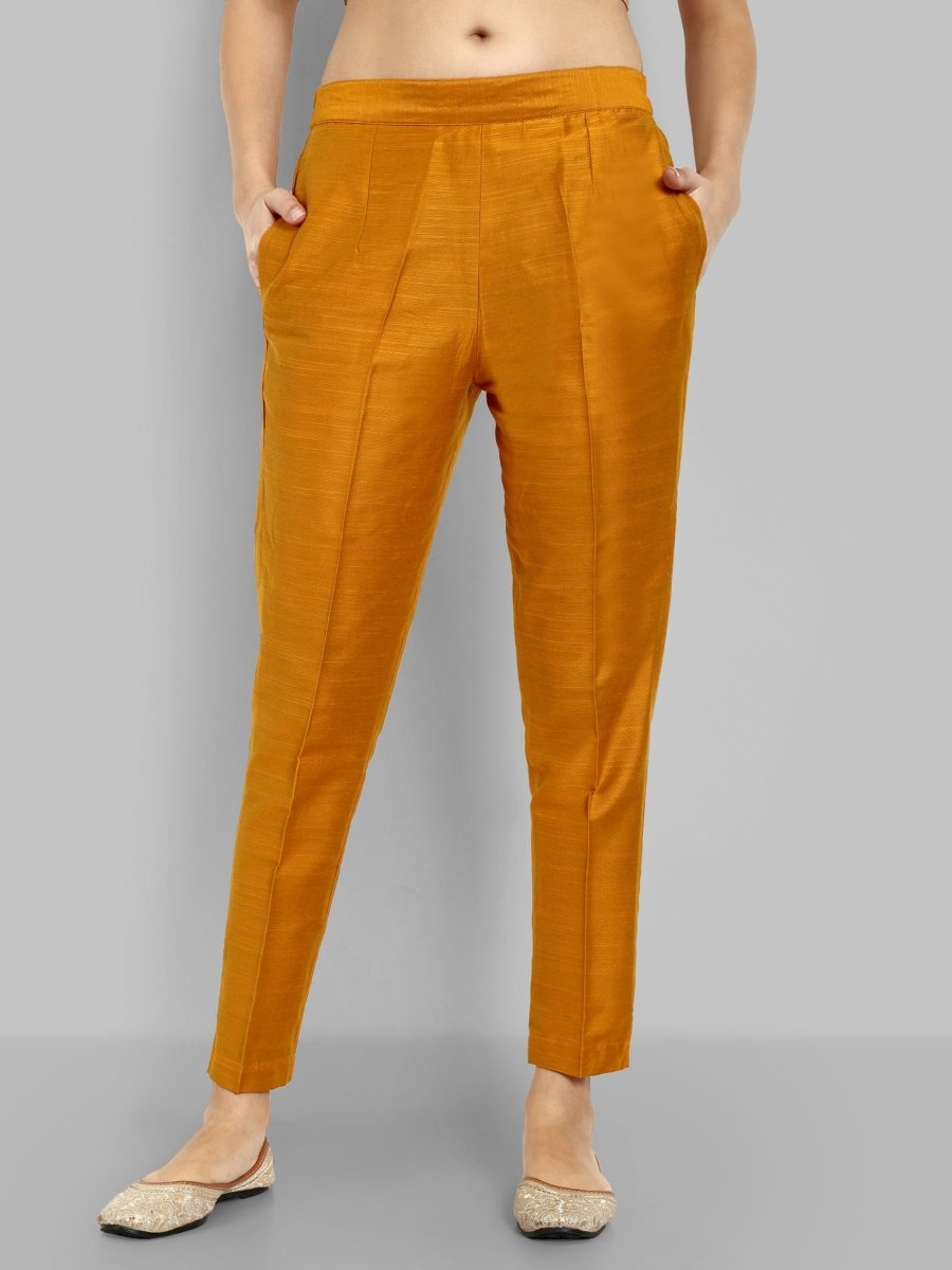 Goldenrod Mustard Cotton Silk Straight Pant